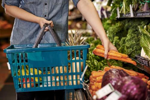 Woman shopping at grocery store